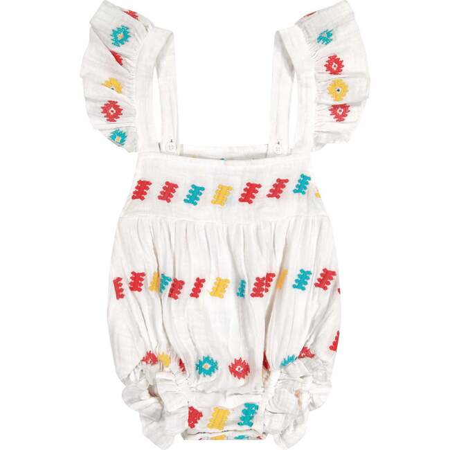 Baby Chloe Embroidered Romper, White