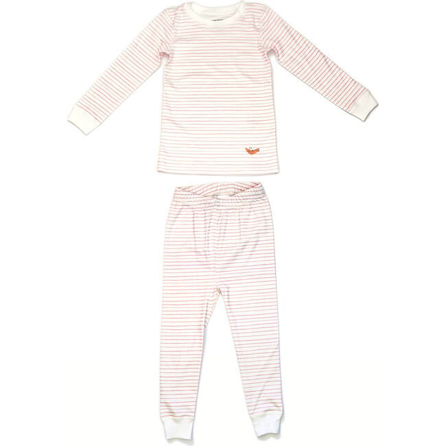 Printed Pajama Set, Pink Stripes - Pajamas - 1
