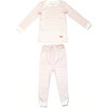 Printed Pajama Set, Pink Stripes - Pajamas - 1 - thumbnail
