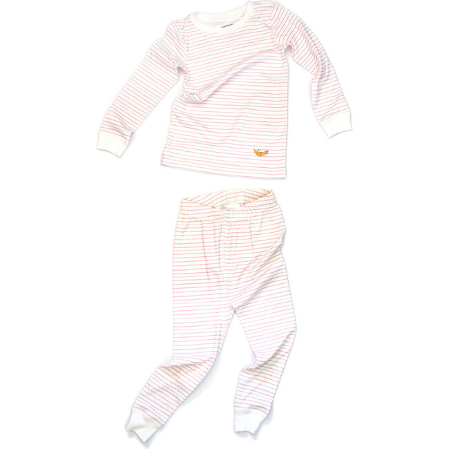 Printed Pajama Set, Pink Stripes - Pajamas - 7