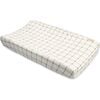 Organic Cotton Check Change Pad Cover, White - Changing Pads - 1 - thumbnail