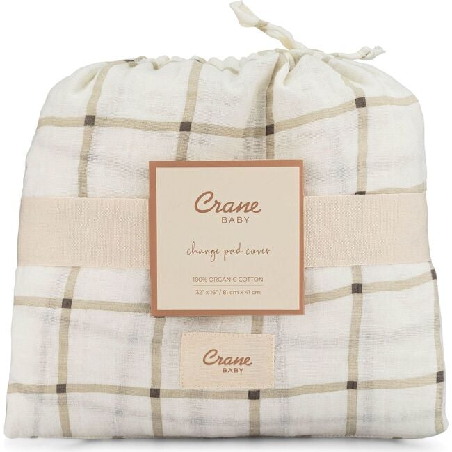 Organic Cotton Check Change Pad Cover, White - Changing Pads - 2