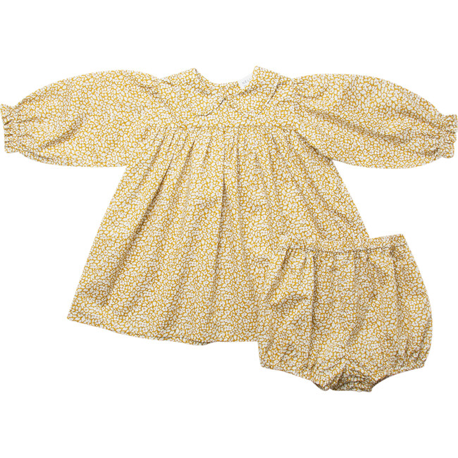 Marbles Feather Meadow Liberty Print Dress & Skipping Bloomer Set, Yellow
