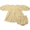Marbles Feather Meadow Liberty Print Dress & Skipping Bloomer Set, Yellow - Dresses - 1 - thumbnail