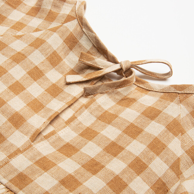 Hopscotch Check Raglan Sleeve Dress, Caramel & Oat - Dresses - 3