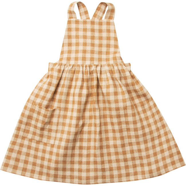 Conkers Check Pinafore, Caramel & Oat