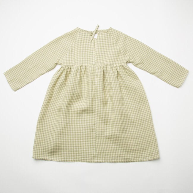 Hopscotch Mini Check Raglan Sleeve Dress, Pistachio - Dresses - 6