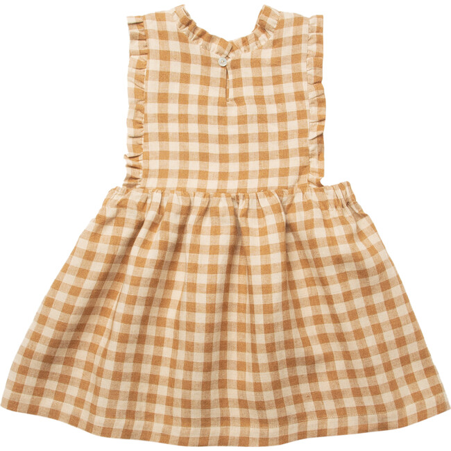 Conkers Check Pinafore, Caramel & Oat - Dresses - 4