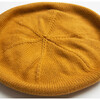 Tag Ribbed Edge Knit Beret, Mustard - Hats - 3