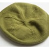 Tag Ribbed Edge Knit Beret, Olive - Hats - 3