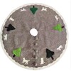 Cream Dogs and Green Trees Christmas Tree Skirt on Gray in Hand Felted Wool, 72" - Tree Skirts - 1 - thumbnail