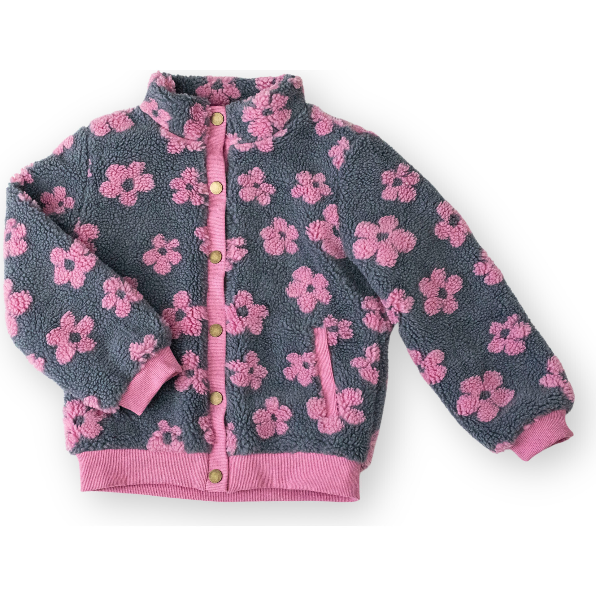 Flower Power Fleece Jacket, Pink - Jackets - 1