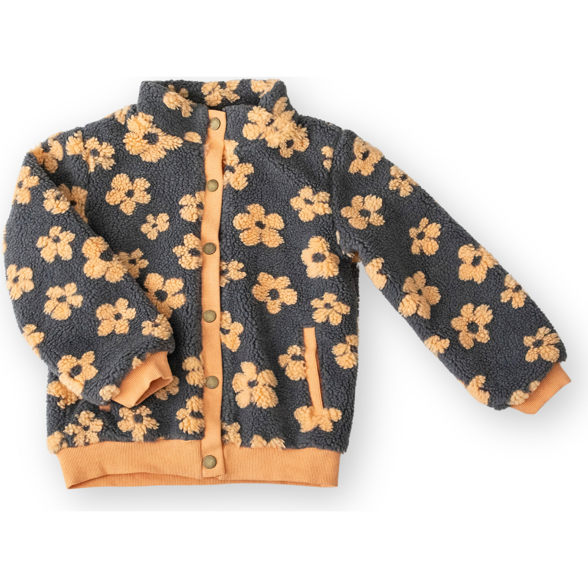 Flower Power Fleece Jacket, Melon - Jackets - 1