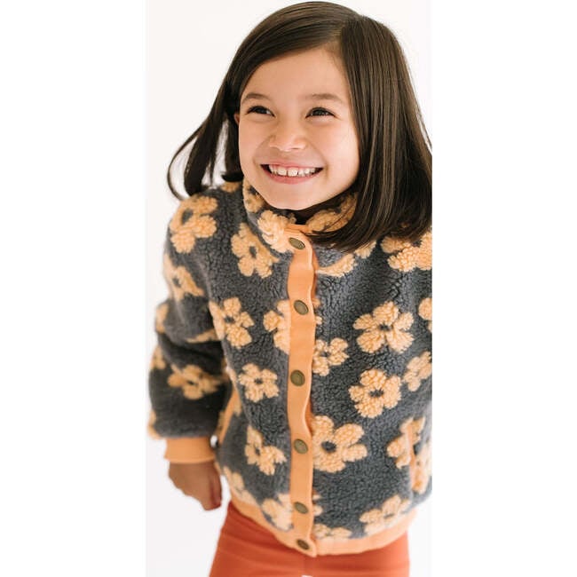 Flower Power Fleece Jacket, Melon - Jackets - 2