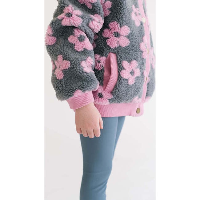 Flower Power Fleece Jacket, Pink - Jackets - 3