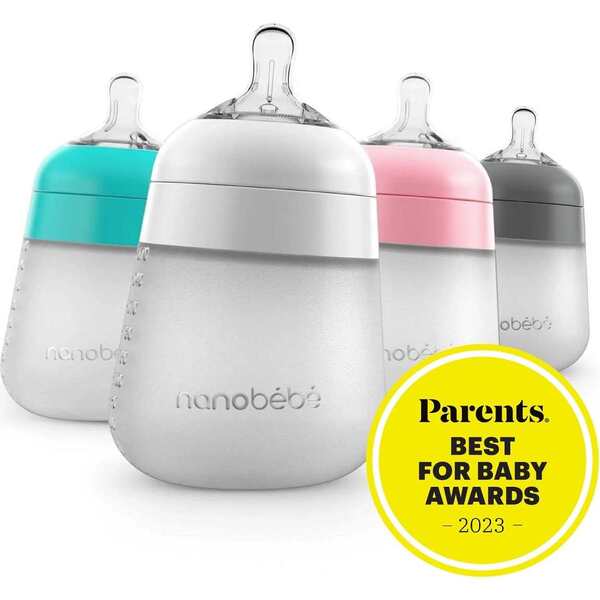 5oz Silicone Bottle pack, Sage Nanobebe Nursing Feeding