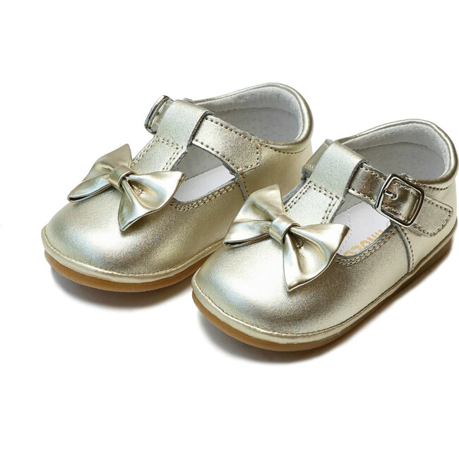 Minnie Bow Leather Mary Jane, Gold