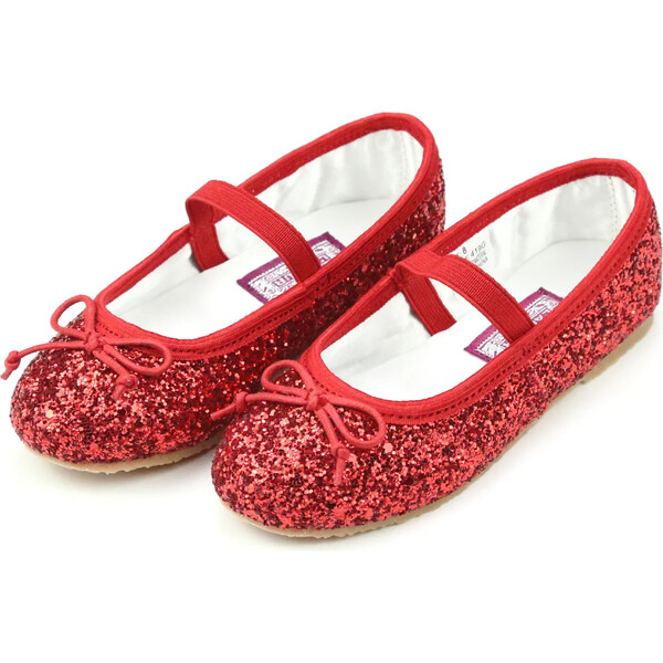 Victoria Sparkle Glitter Flat, Red - L'Amour Shoes | Maisonette