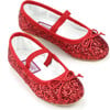 Victoria Sparkle Glitter Flat, Red - Flats - 3