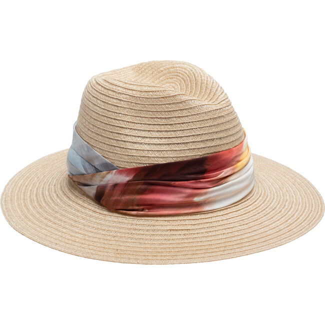 Women's Courtney Satin Ruched Band Fedora, Natural & Multicolors