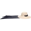 Women's Cassidy Toyo Chiffon Pull-Through Scarf Wide-Brim Fedora, Ivory & Navy - Hats - 1 - thumbnail