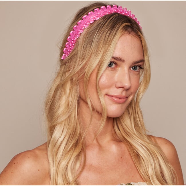 Women's Rafaela Ruffled Organza Ribbon Headband, Hot Pink - Hair Accessories - 2