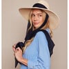 Women's Cassidy Toyo Chiffon Pull-Through Scarf Wide-Brim Fedora, Ivory & Navy - Hats - 2