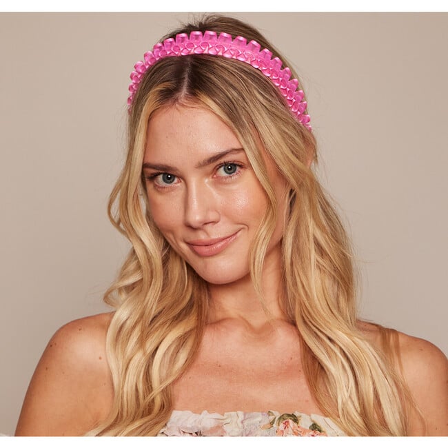 Women's Rafaela Ruffled Organza Ribbon Headband, Hot Pink - Hair Accessories - 3