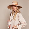 Women's Cassidy Satin Pull-Through Scarf Wide-Brim Fedora, Sand & Yellow Watercolor-Print - Hats - 2