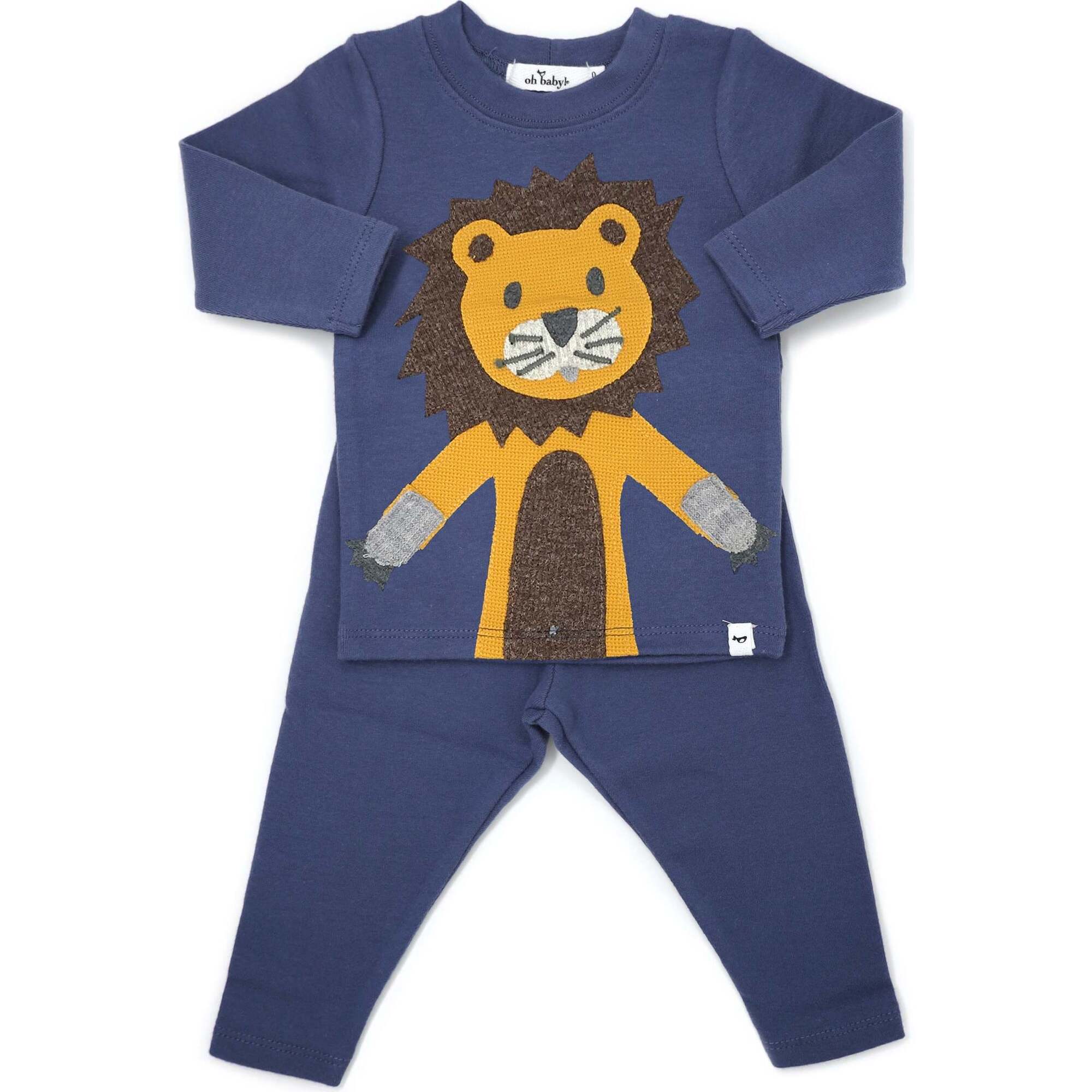 Yellow Lion Long Sleeve Two Piece Set, Denim - Mixed Apparel Set - 1