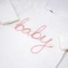 "Baby" Pink Sparkle Embroidered Two Piece Set, Cream - Mixed Apparel Set - 2