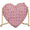 Jeweled Heart Evening Purse, Pink - Bags - 1 - thumbnail