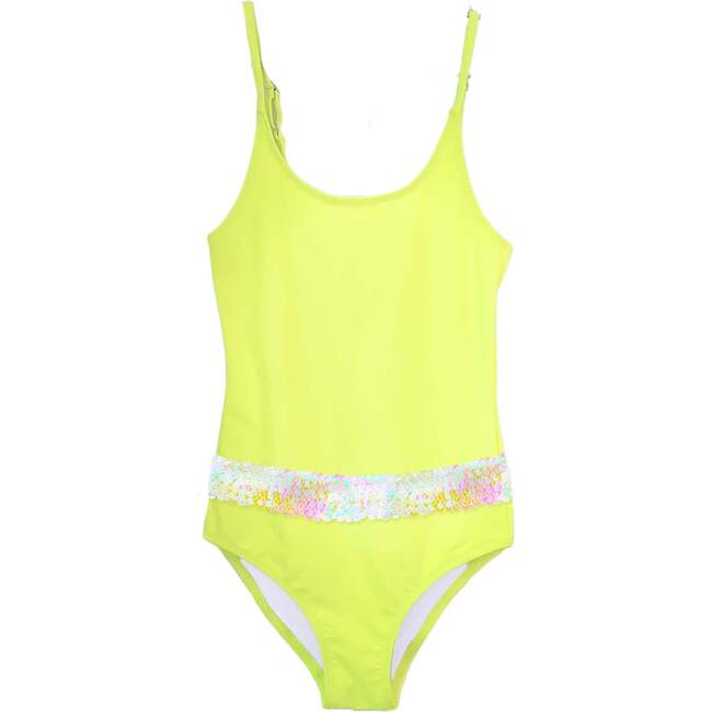 Swimsuit With Sequin Belt, Neon Yellow