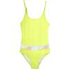 Swimsuit With Sequin Belt, Neon Yellow - One Pieces - 1 - thumbnail