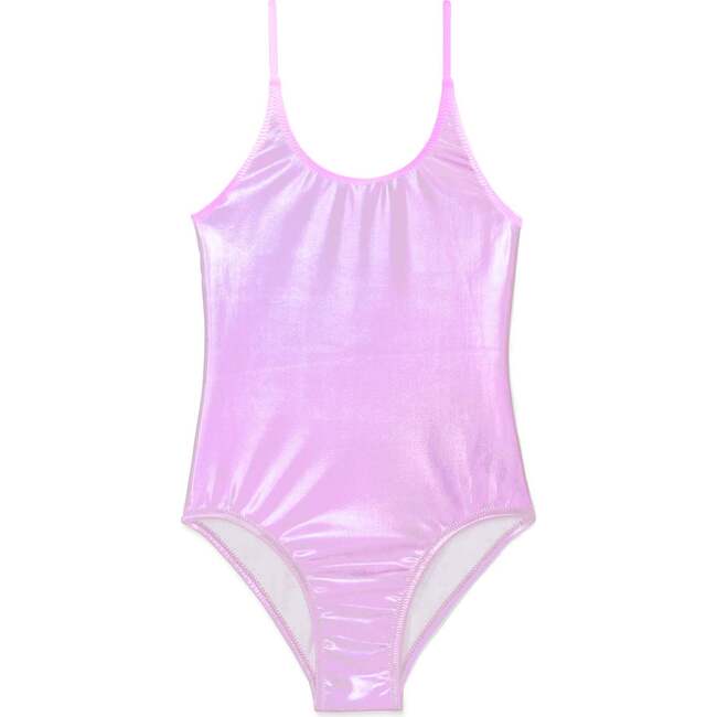 Scoop Neck Swimsuit, Metallic Pink