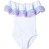 Anemone Ruffle Neck Swimsuit, White - One Pieces - 1 - thumbnail