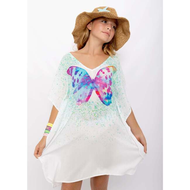 Butterfly Splash Cover-Up, Mint & White - Cover-Ups - 2