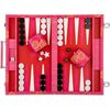 Printed Leather Backgammon Set, Pink Flowers - Games - 1 - thumbnail