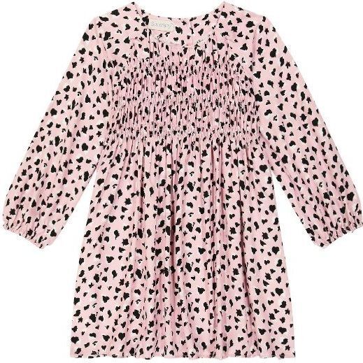 Animal Print Puffed Sleeves Dress, Pink