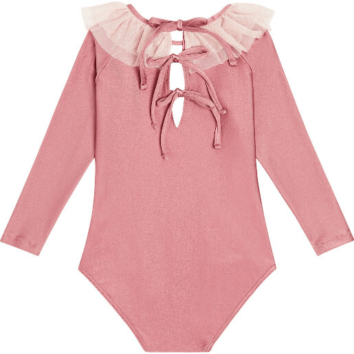 Portinatx Long Sleeves Ruffles Baby Girl Swimsuit, Pink - One Pieces - 3