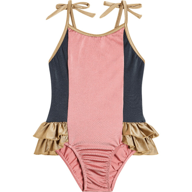 Navagio Girl Pieces Swimsuit, Pink, Taupe And Grey