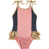 Navagio Girl Pieces Swimsuit, Pink, Taupe And Grey - One Pieces - 1 - thumbnail