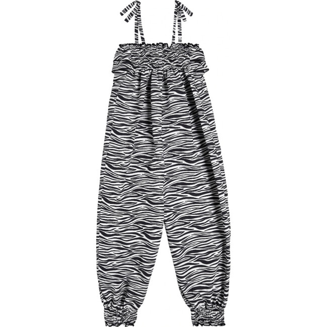 Pampellone Double Ruffle Girl Long Jumpsuit, Black - Rompers - 3