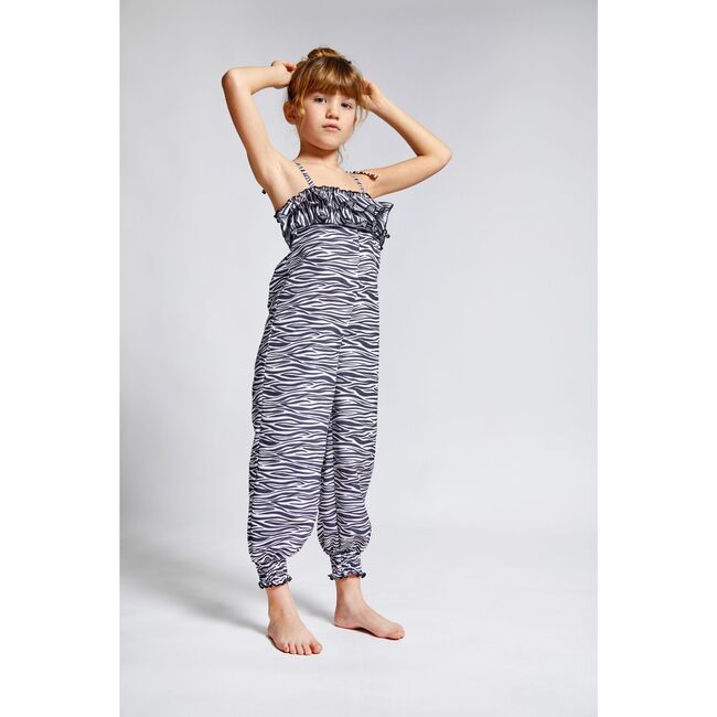 Pampellone Double Ruffle Girl Long Jumpsuit, Black - Rompers - 2