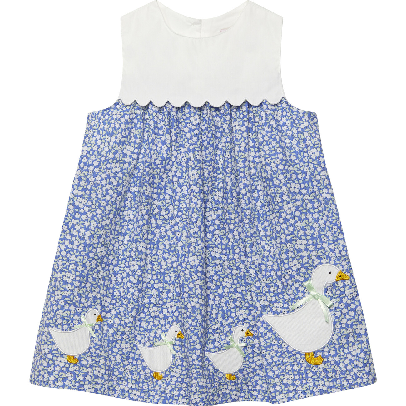 Little Floral Duck Dress , Mini Blue Floral - Trotters London