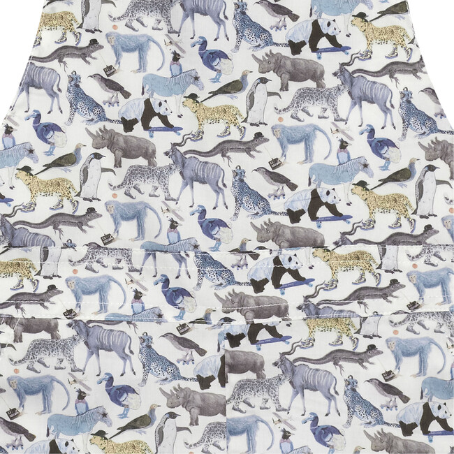 Little Liberty Print Atticus Bib Short, Blue Animals - Rompers - 3