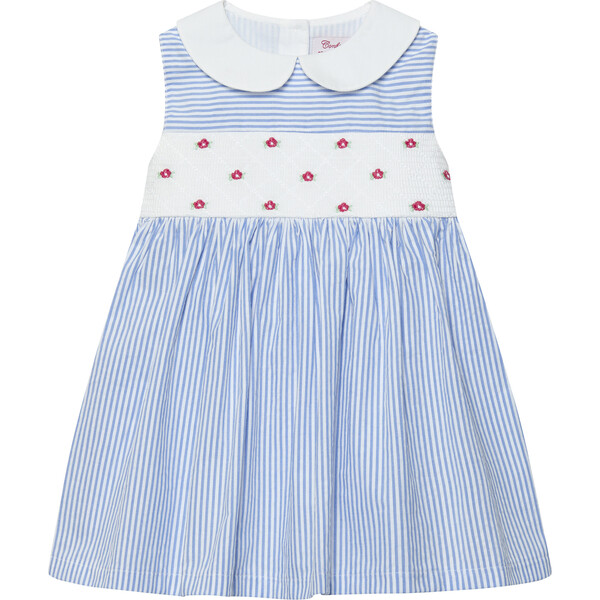 Little Tilly Smocked Dress, Blue Stripe - Trotters London Dresses ...