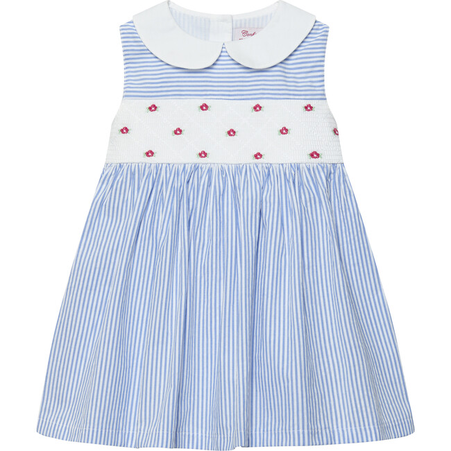 Little Tilly Smocked Dress, Blue Stripe