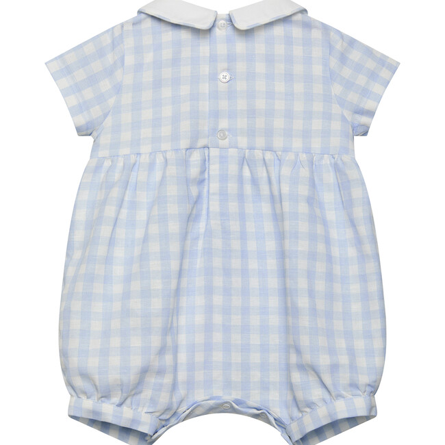 Little Smocked Safari Romper, Blue Gingham - Rompers - 2