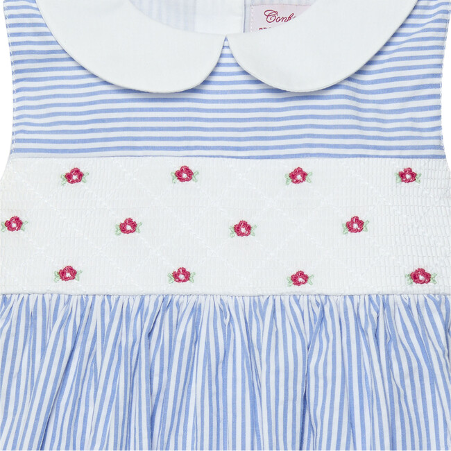 Little Tilly Smocked Dress, Blue Stripe - Dresses - 3